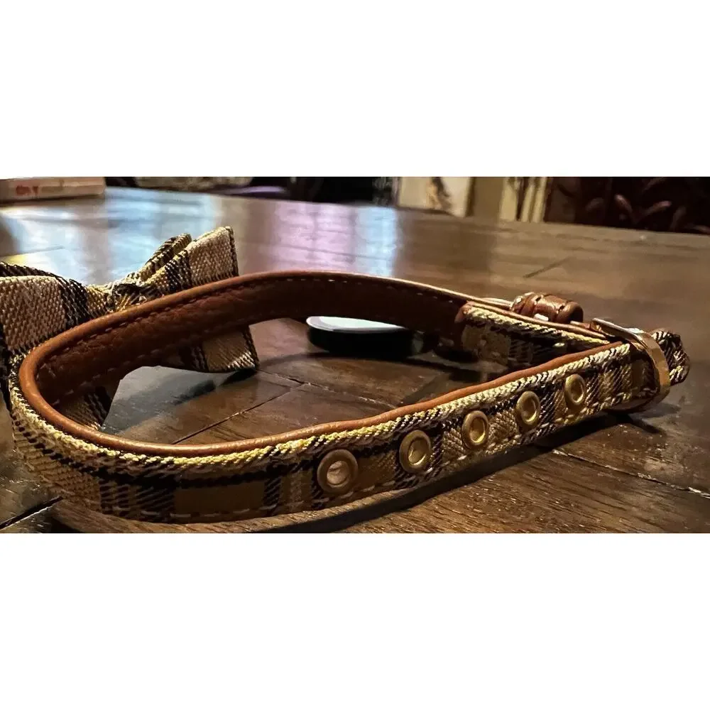 NEW Puptek Dog Collar with Bow Tie & Triangular Plaid Scarf and Two Ear Bows